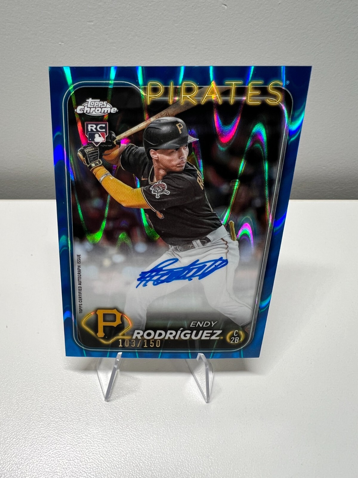 2024 Topps Chrome Endy Rodriguez Blue RayWave Refractor Auto RC /150 #RA-ER