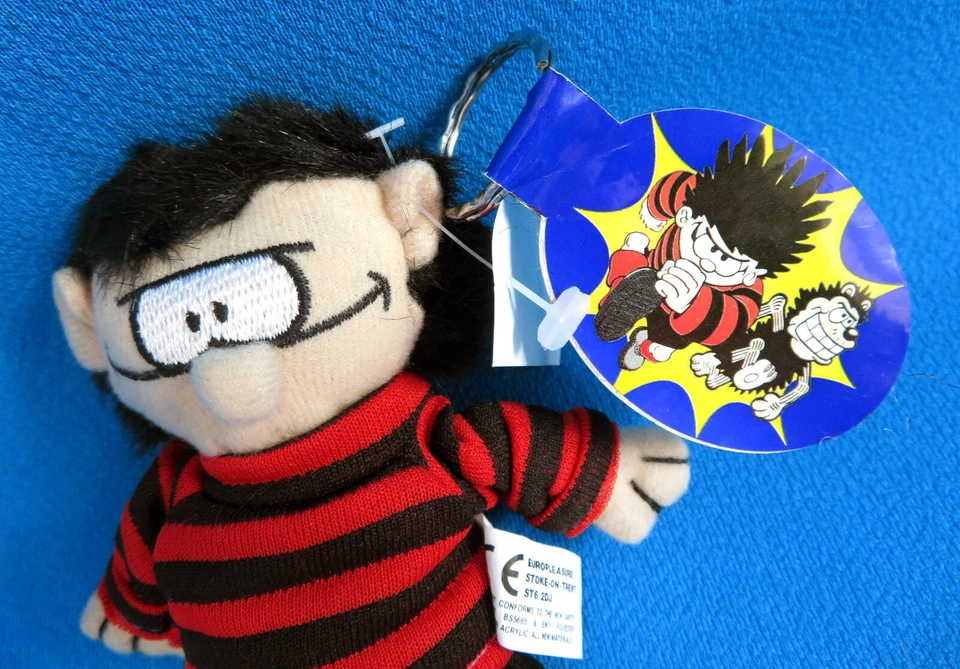 DENNIS THE MENACE * GNASHER soft toy METAL KEYRING official BEANO * NEW WITH TAG - Image 2 of 4