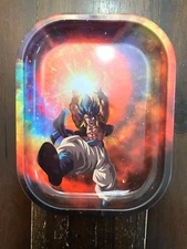 Premium Rolling Tray Ash Tray Dragon Ball Z Goku Rage 7inx5.5in