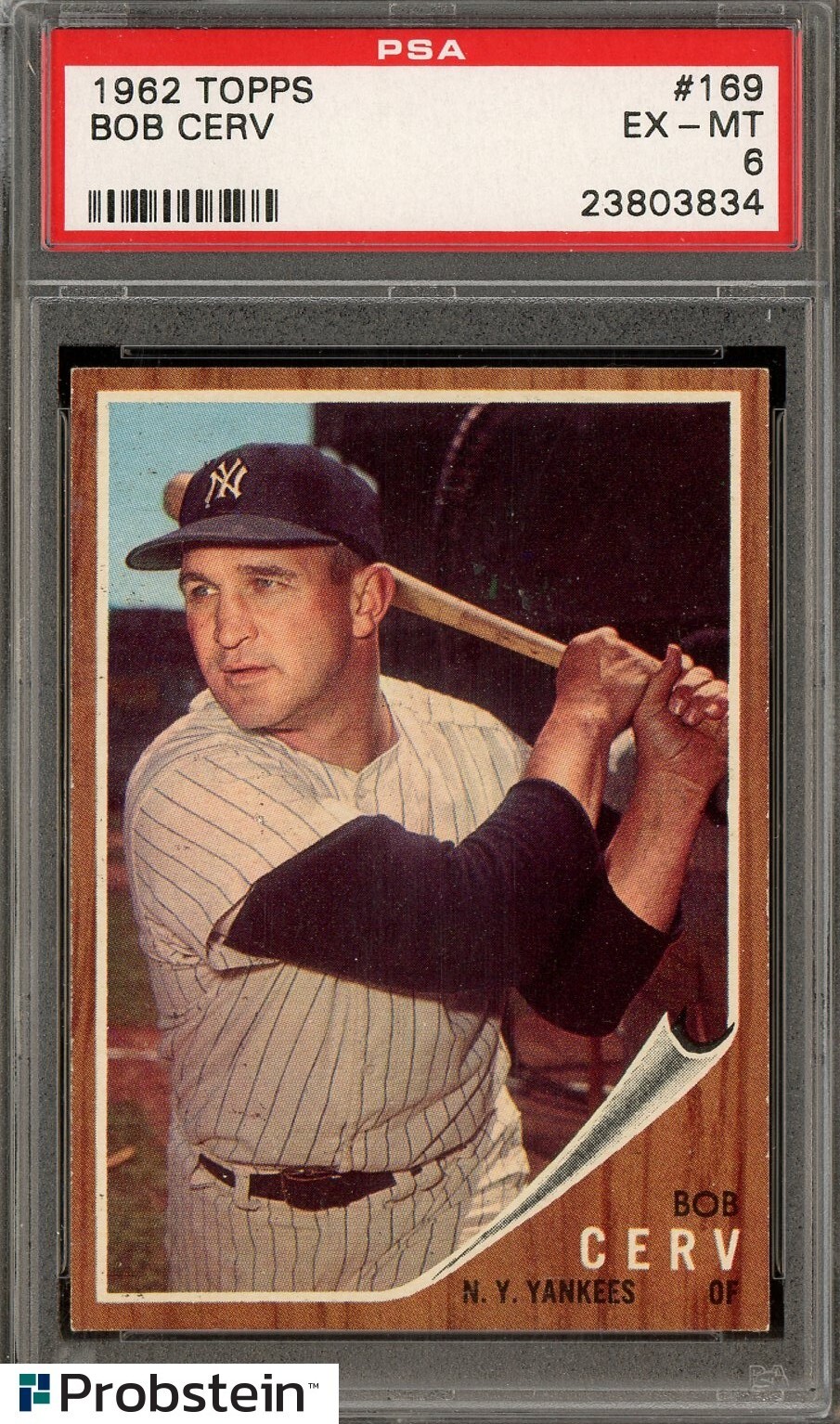 1962 Topps #169 Bob Cerv New York Yankees PSA 6 EX-MT