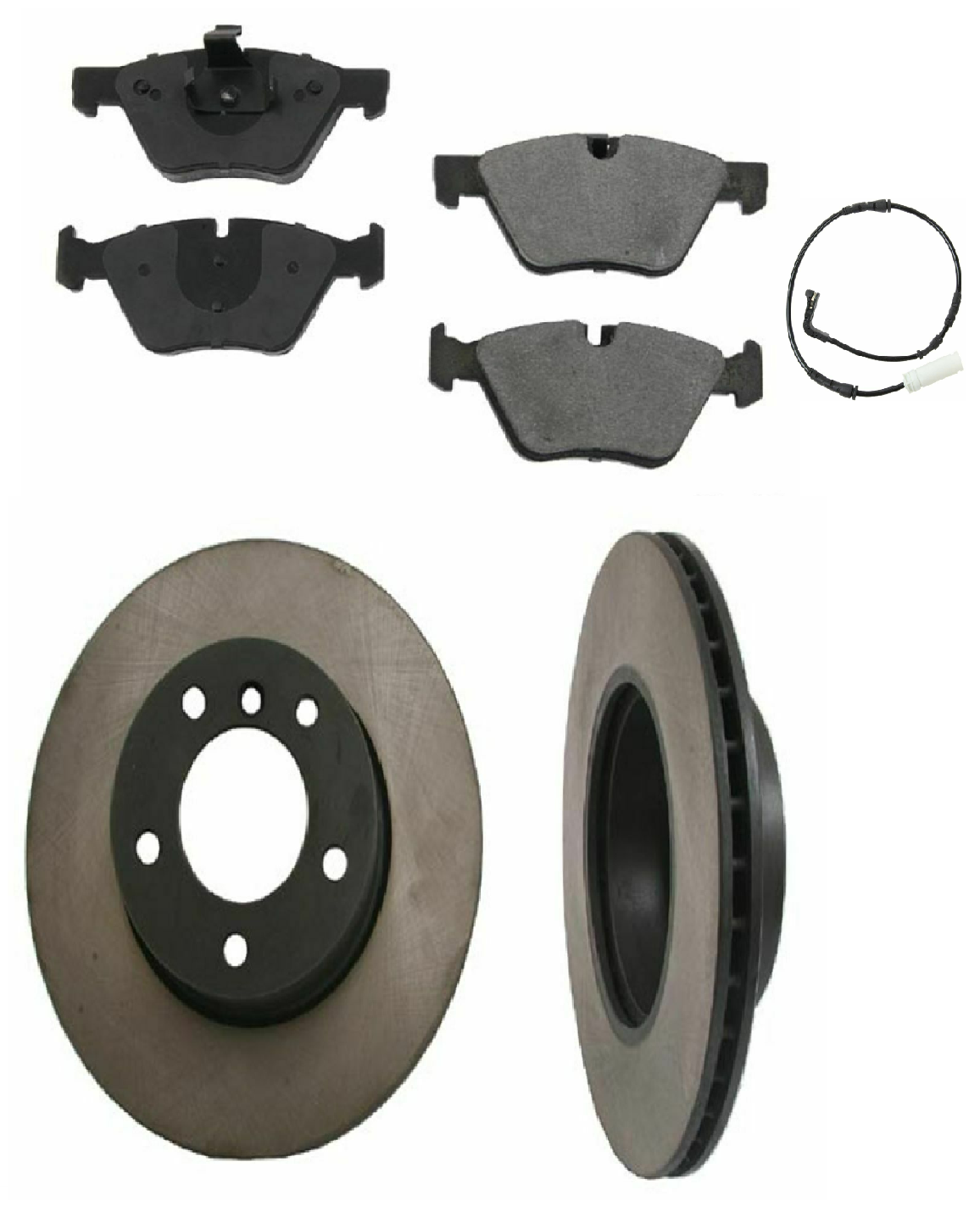 x2 FRONT Brakes Rotor Disc +Brake Sensor Pad Kit For BMW 2006 2007 (E90