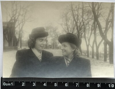 Two Pretty Cute Young Women Charming Attractive Ladies Nice Girls Old Photo