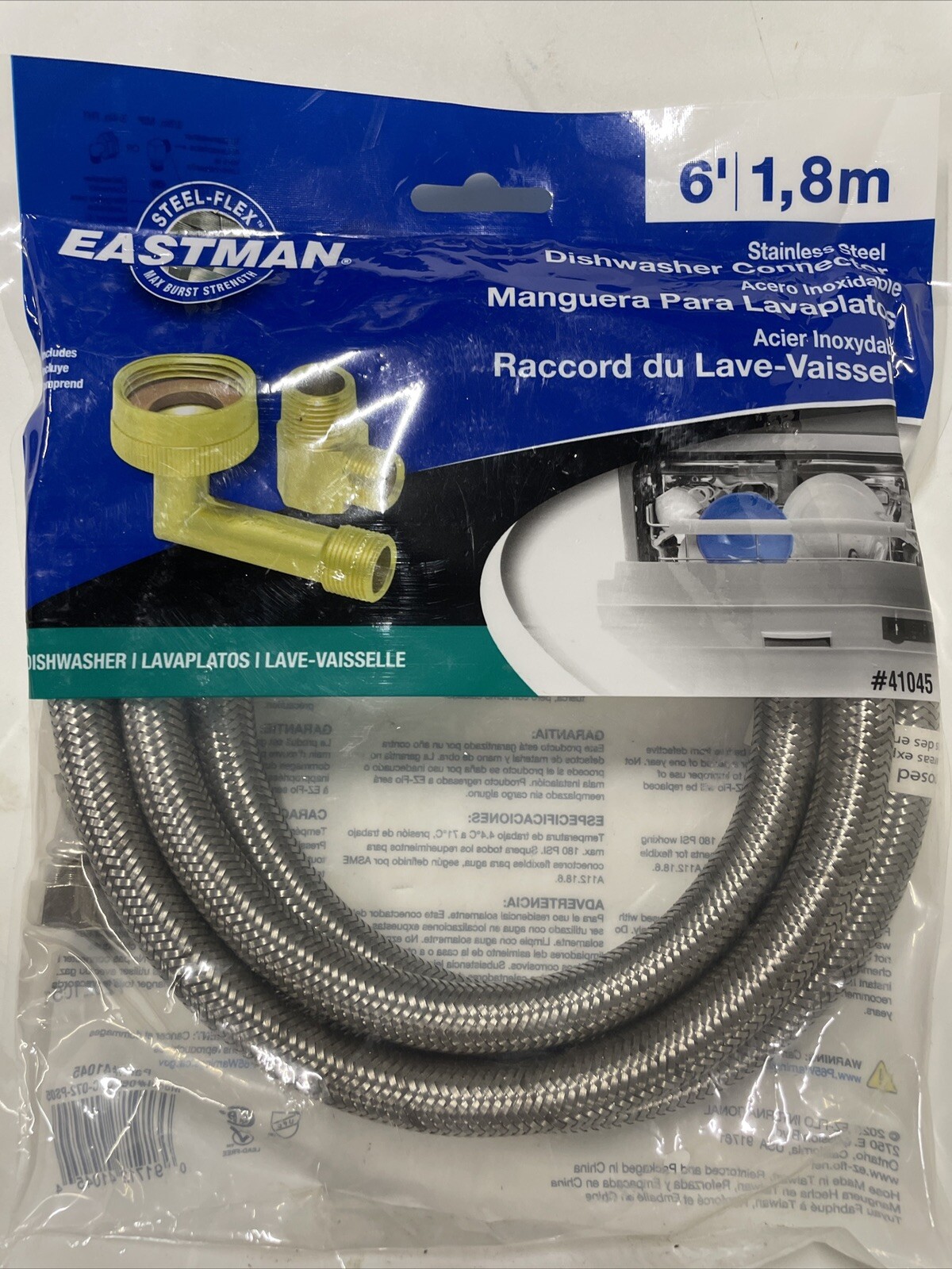 Eastman 6’ Dishwasher Hose Kit Stainless Steel Flex Universal Connector New eBay