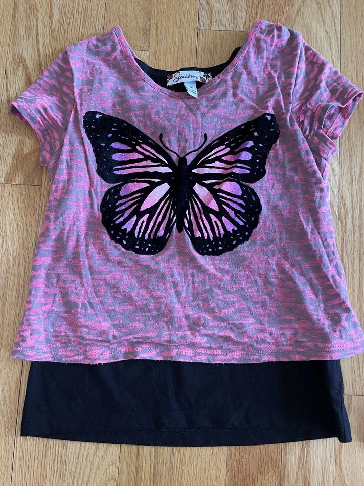 lot of 2 Speechless Girls & Total Girl Size Medium Pink & Butterfly shirts - Image 4 of 4