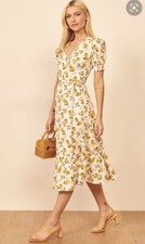 Reformation Veronica Midi Dress Linen | Size M| Color: Lemons