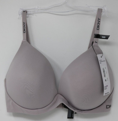DKNY DK7284 Microfiber Wireless T-Shirt Padded Plunge Bra 36D Jetsetter Gray NWT