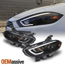 Fit 13-16 Dodge Dart HID Model Projector LED Tube DRL Headlights Light