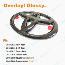 1p Gloss Black Toyota Logo Overlay Emblem Fit For Rav4 C-hr Camry Corolla Matrix