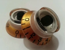 2 Guitar CTS Split shaft top hat volume / tone knobs. Gold/Black/Pearl White JAT
