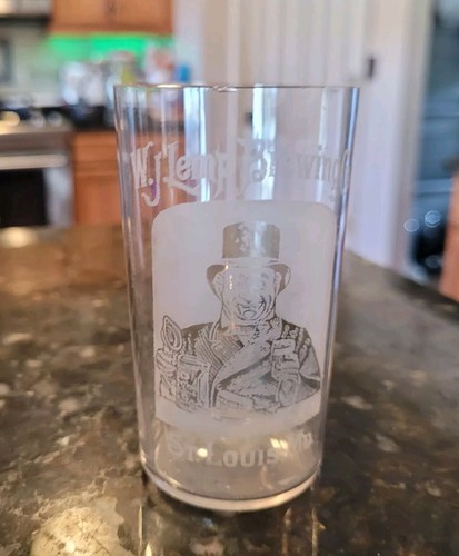 WM. J. LEMP BREWING Pre-Prohibition Etched Beer Glass Top Hat Man St. Louis MO 2