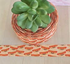 7/8" 1 YD Hot Dog Grosgrain Ribbon Hot Dog on a Bun Weiner Craft Ribbon