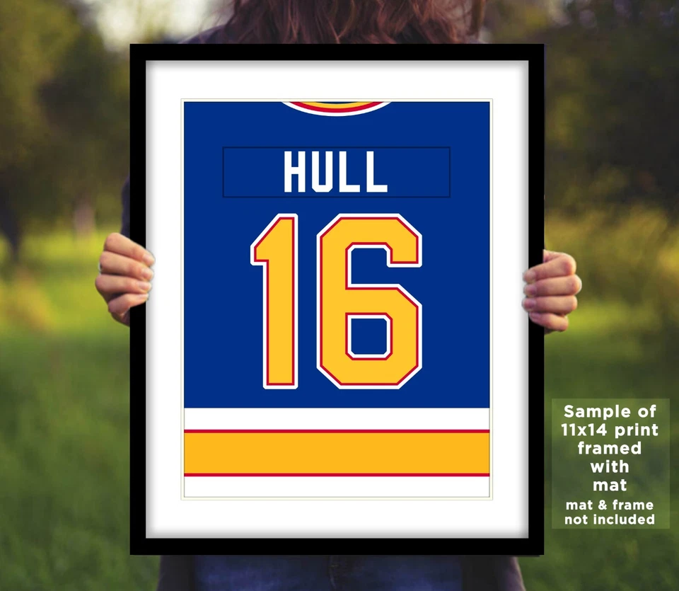BRETT HULL Throwback Jersey Photo Art ST LOUIS BLUES 80's/90's 8x10 11x14 16x20 - Image 2 of 4