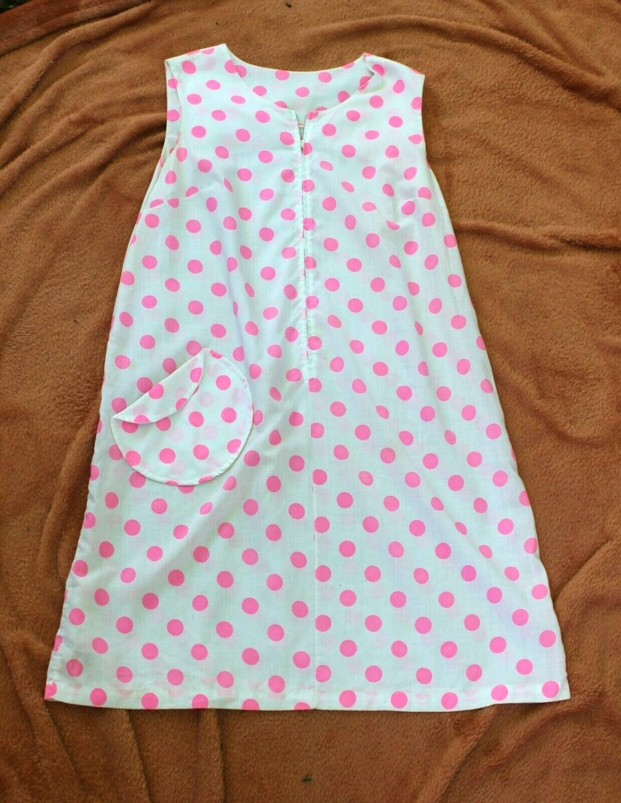 Vintage 1960's White w Pink Polka Dots Housedress… - image 9