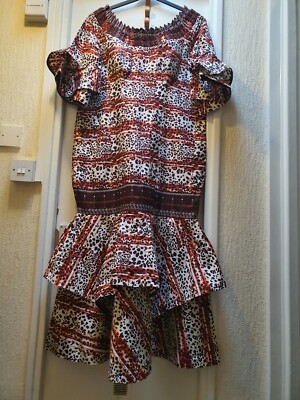 Pretty Multicoloured Original Woodin Ladies Ankara Dress.  UK Size 16 / 18