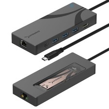 Hub USB-C SABRENT, Base de 6 Puertos con Ranura SSD M.2, 90W PD3.0, (HB-6PNV)