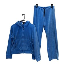 Vtg Patagonia Baby Blue Fleece 2 Piece Warm up Jogging Suit Crop Jacket Pants M