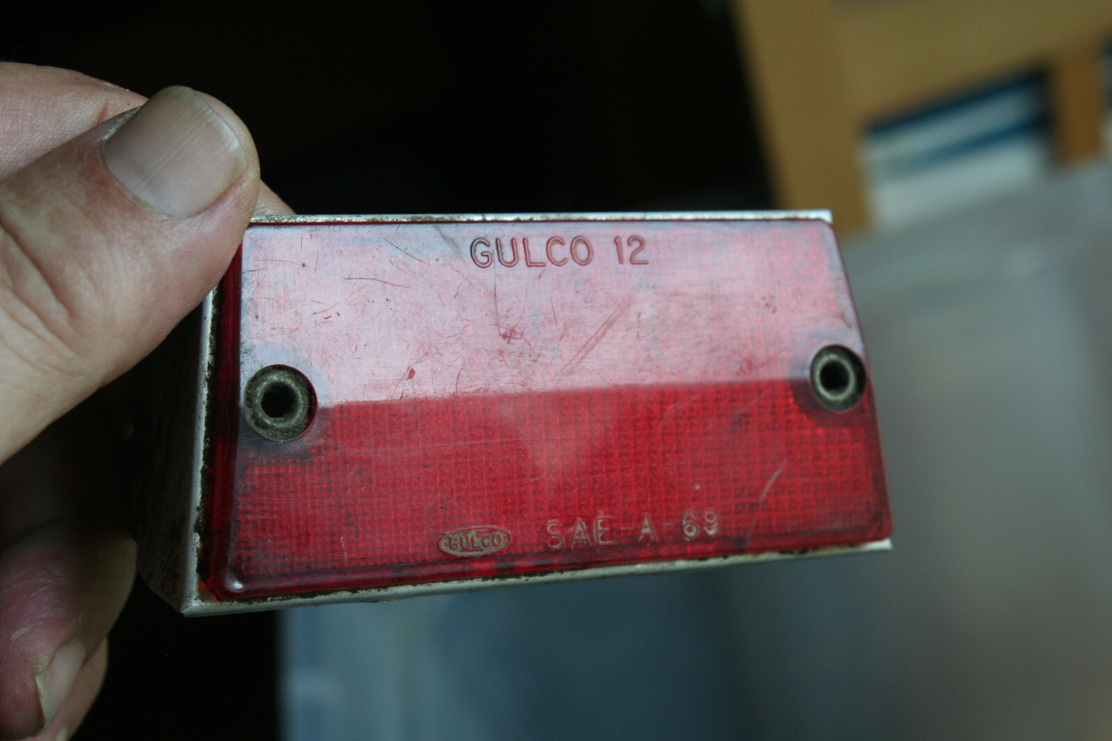 Vintage Red Gulco 12 3.5"x2" Mounted Bicycle Reflector SAE-A-69 See Pix!!