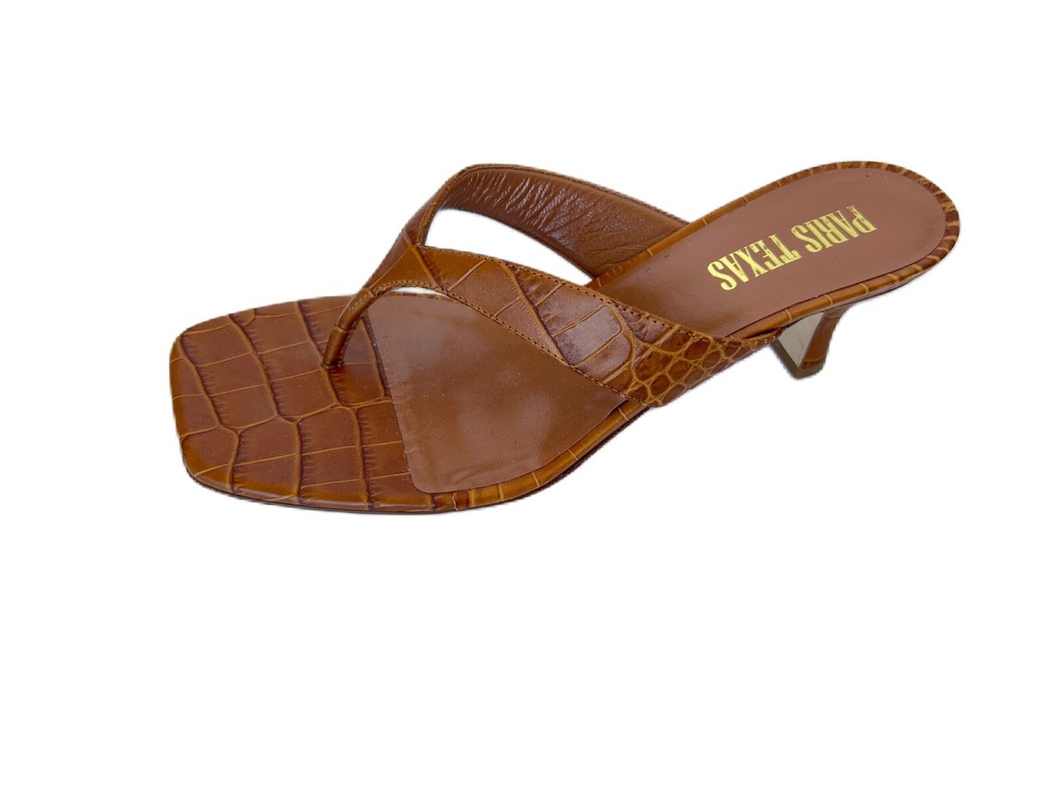 サンダル・ミュール PARIS TEXAS Women Sandals 93153 PX1619XNPPS 91848 BROWN PARIS TEXAS Moc Croco 45 Thong Sandal Size 37.5 New Brown