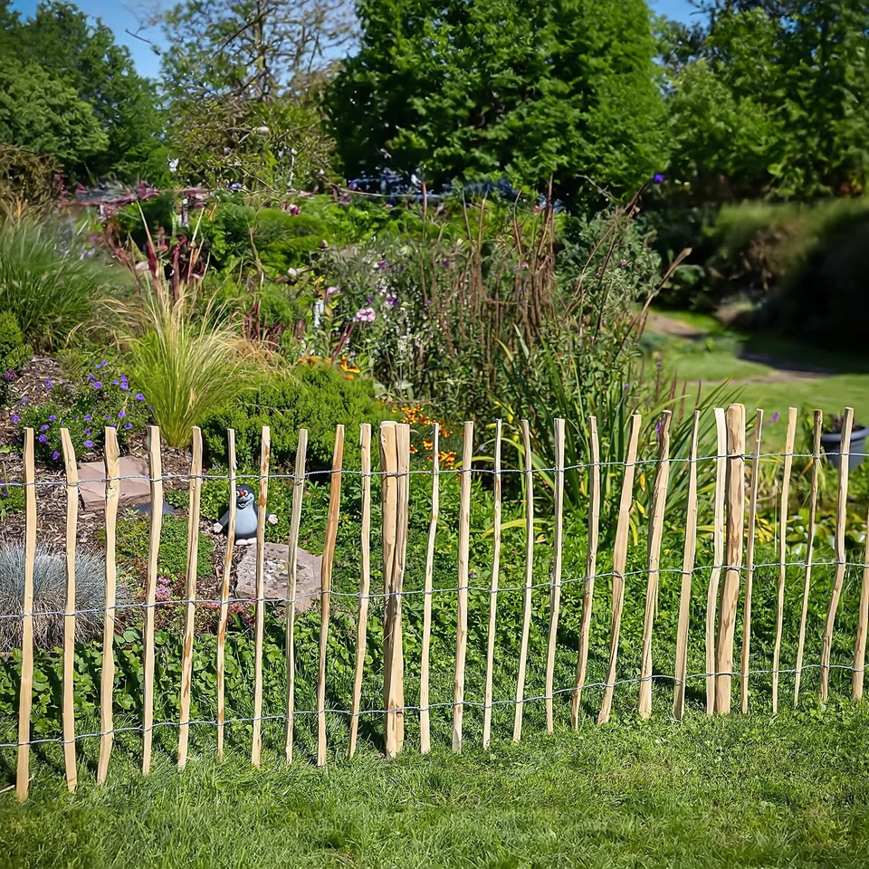 Staketenzaun Kastanien Zaun Holz Haselnuss Latten Garten Zaun Roll Zäune Tor Tür - Bild 3 von 4