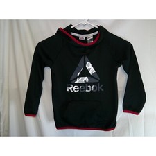 Reebok Hoodie Sweatshirt Pullover Activewear Black Red Trim Size 5/5T