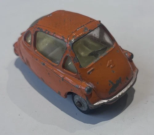 Vintage 1960s Corgi Toys No. #233 Heinkel-1 Bubble Car - Orange
