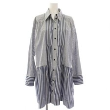 Ganni Allureville Striped Pattern Cotton Shirtdress Shirt Dress Long Sleeve Used