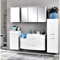 Komplett Badezimmer Set Hochglanz 100Cm Waschtisch & Led Spiegelschrank BadmöBel
