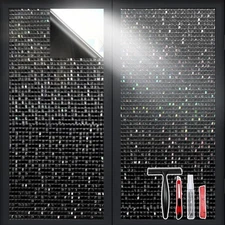 Total Blackout Window Film with Free Tool, 100% UV Blocking Window Privacy Fi...
