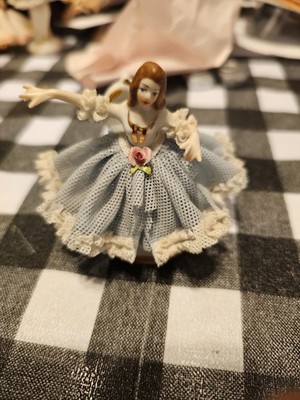 Carl Thieme Dresden Lace Porcelain German Figurine Crown D Mark