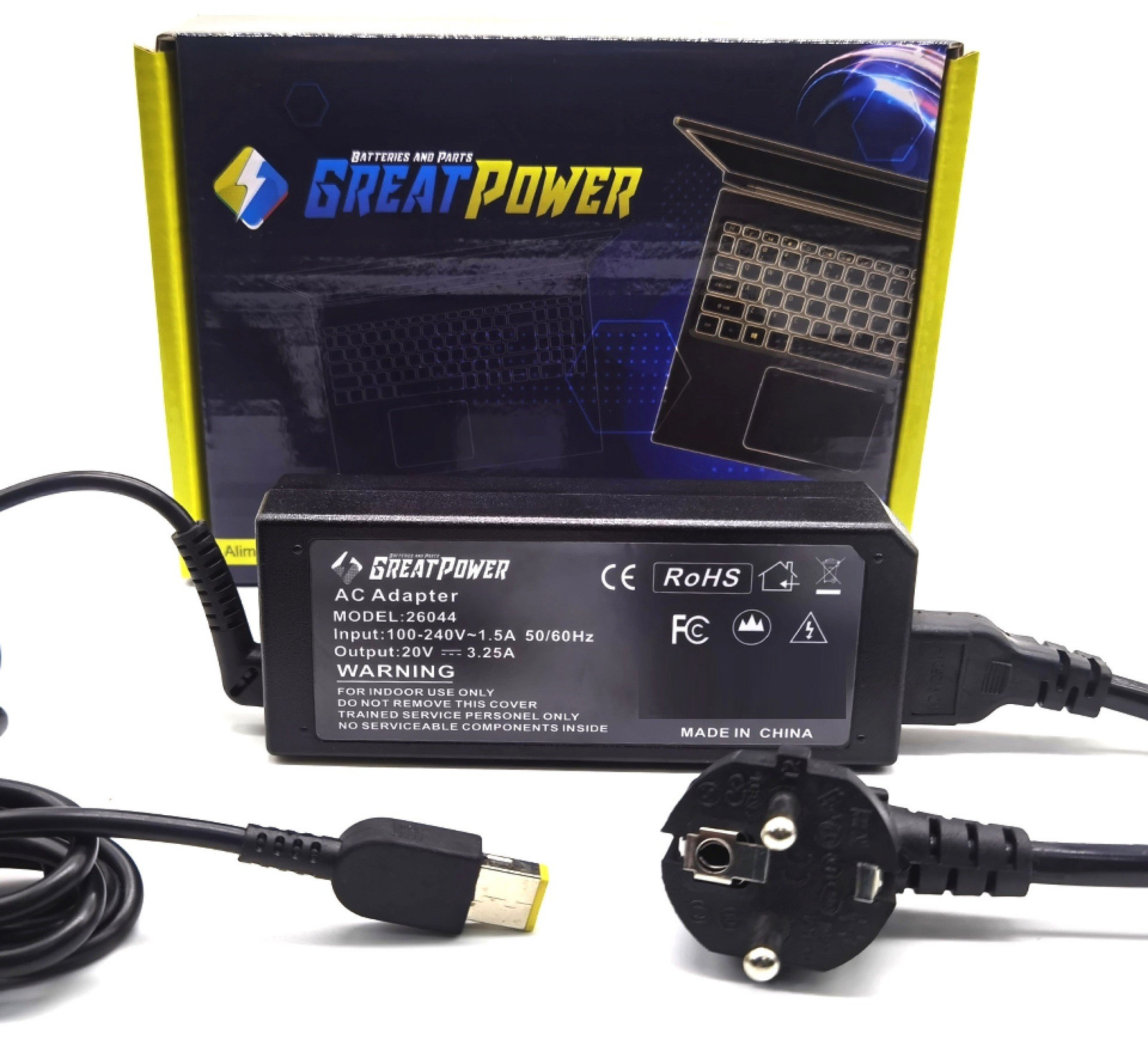 Alimentatore caricabatteria per Lenovo  20V - 3,25 Ampere  65W