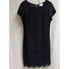 Laundry by Shelli Segal Black Lace Sheath Dress Short Sleeve Size 10 Cocktail