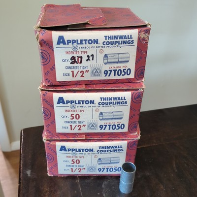 Vintage Appleton Electric 97T050 1/2'' Conduit Thinwall Fittings Lot of 127 NOS