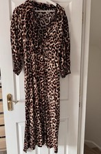 Next Leopard Print Midaxi Dress With Pockets Size 16 Excellent Condition