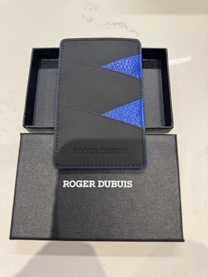 NEU ROGER DUBUIS VOLLLEDER Kreditkartenetui Geldbörse BLAU + SCHWARZ UVP 125£