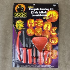 VTG 2008 Pumpkin Masters Deluxe Carving Kit 18-pc 12 Patterns 5 Tools Halloween