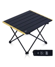 iClimb Ultralight Portable Folding Camping Table Black Compact with Carry Bag