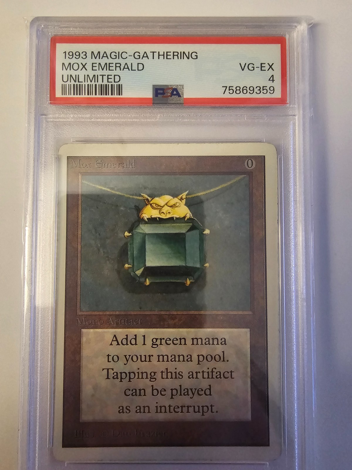 Mox Emerald– Unlimited (Power 9) | PSA 4 VG-EX | Vintage MTG