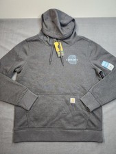 Women  s Carhartt Rain Defender Hoodie Size Med Grey NWT Outdoors Spellout