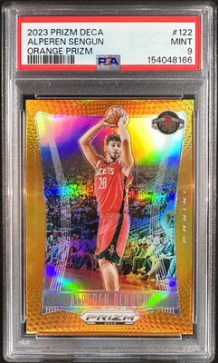 Alperen Sengun 2023 Panini Deca #122 *Orange Prizm* Numbered /49 Rockets PSA 9