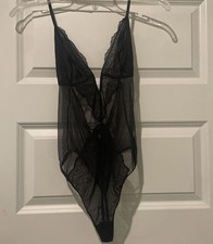 Victoria  s Secret Black Lace Thong Lingerie Bodysuit Medium