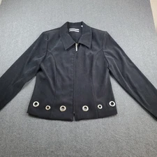 Amanda Smith 2pc Pant Suit Size 12 Black Suit women Full Zip Blazer 