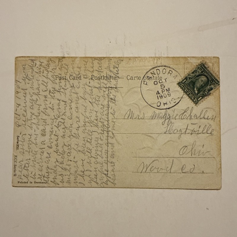 OHIO-Pandora, Putnam County (1883-Date) 1909 Cancel
