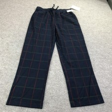 Nautica Pants Mens Medium Blue Plaid Pajama Sleepwear Lounge Drawstring