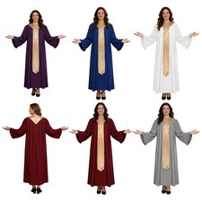 Womens Robe Patchwork Long Robe Church Costume Cassocks Choir Clergy Gown Sash