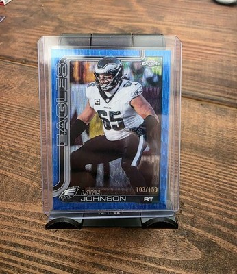 2025 Topps Chrome Lane Johnson Blue Wave Refractor /150  Eagles #246