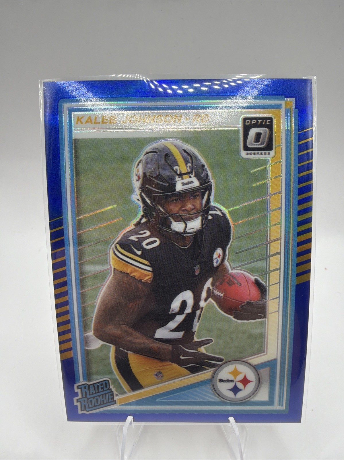 2025 Panini Donruss Optic - Rated Rookie Kaleb Johnson #232 Blue Prizm /249 (RC)