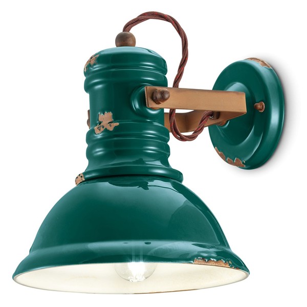 Wandlampe Keramik Metall Verstellbar B: 25Cm Handarbeit Petrol Wand Leuchte Spot-image