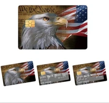 US Flag Bald Eagle WE THE PEOPLE Credit Debit Card Skin Cover Sticker Set 4PCS
