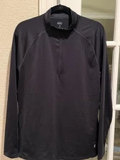 REI Co Op Black 1/4 Zip Mock Thin Base Layer Top Ski Snowboard Hiking Unisex MED