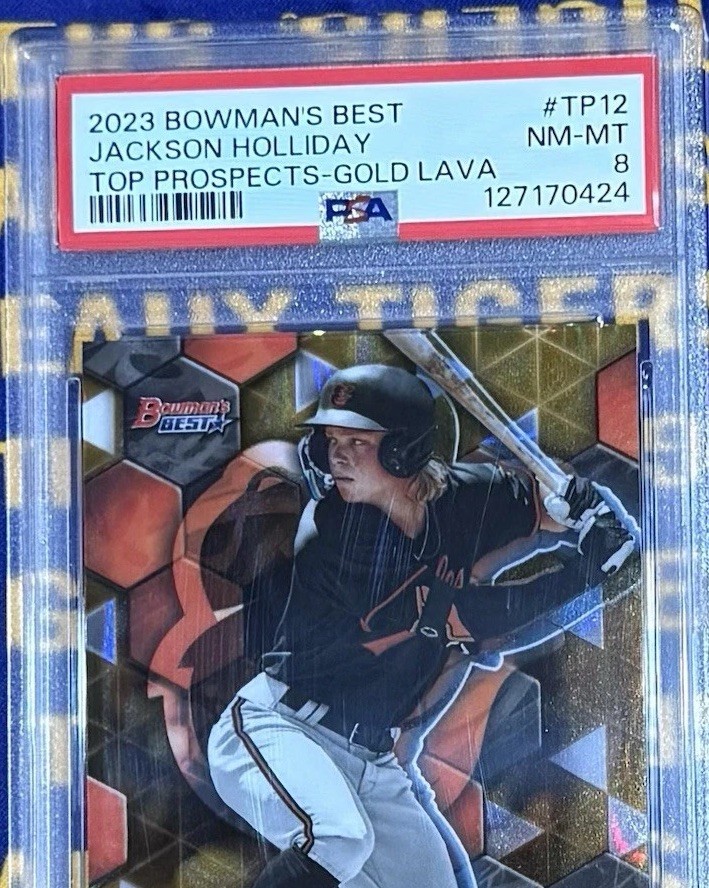2023 Bowman's Best Top Prospects Jackson Holliday #TP-12 Gold Lava  /75 (RC)